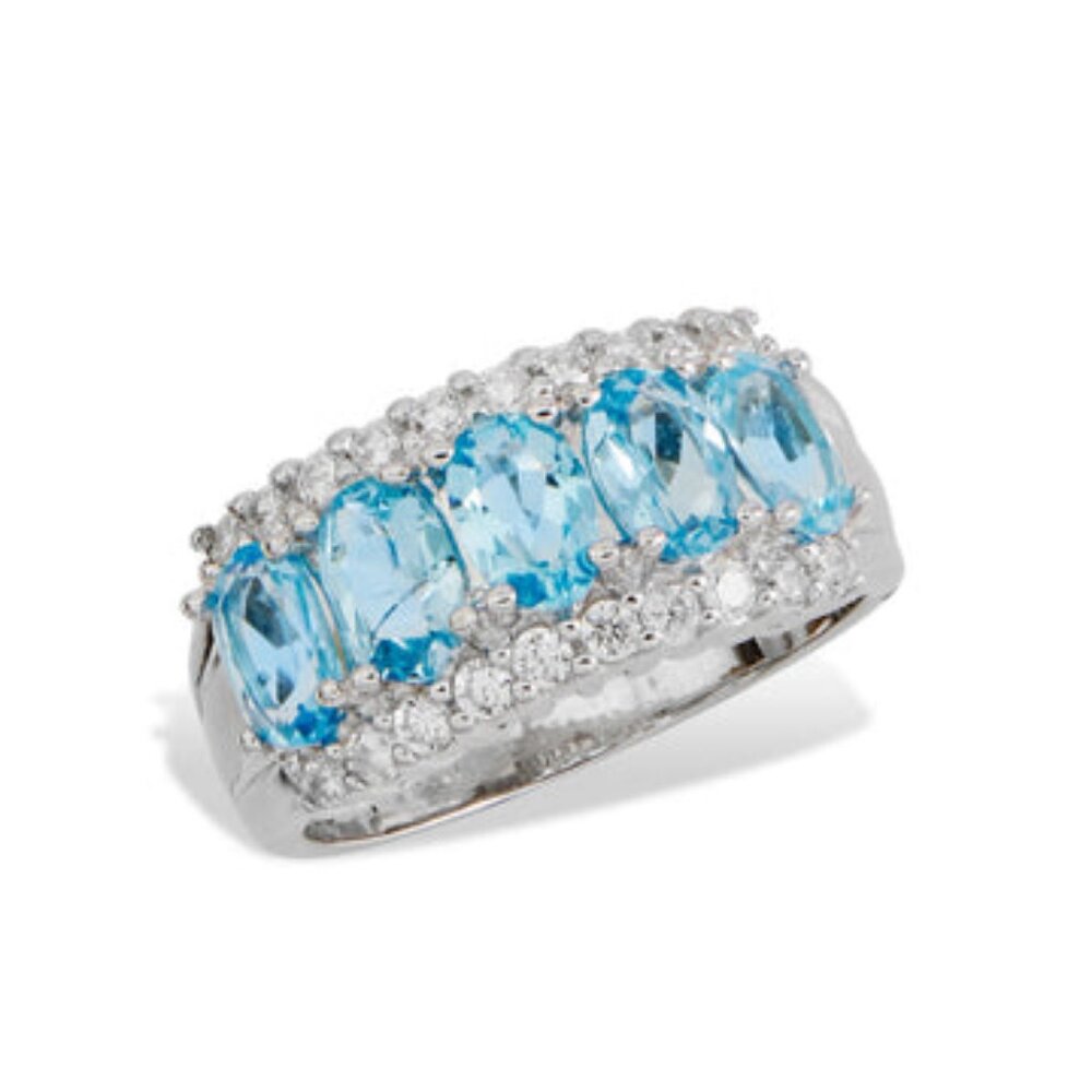 SAVVY CIE JEWELS - .925 Sterling Silver 3.00ct Blue Topaz Ring